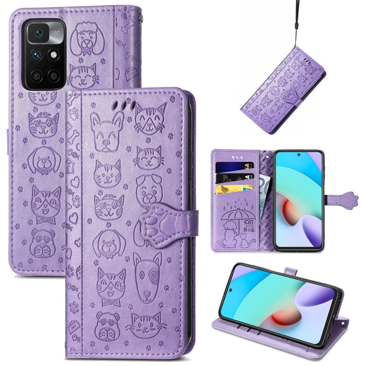 Lovely Cat and Dog Embossing Pattern Horizontal Flip Leather Case , with Holder &amp; Card Slots &amp; Wallet &amp; Cartoon Clasp &amp; Lanyard, For OPPO Realme C20, For UMIDIGI Bison GT, For Wiko Y61, For Xiaomi Redmi 10