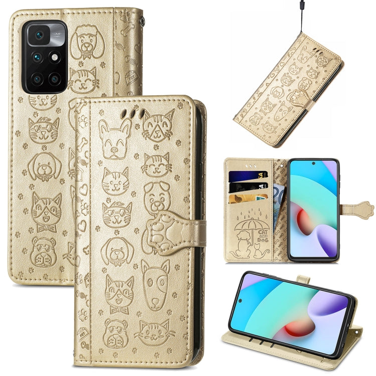 Lovely Cat and Dog Embossing Pattern Horizontal Flip Leather Case , with Holder &amp; Card Slots &amp; Wallet &amp; Cartoon Clasp &amp; Lanyard, For OPPO Realme C20, For UMIDIGI Bison GT, For Wiko Y61, For Xiaomi Redmi 10