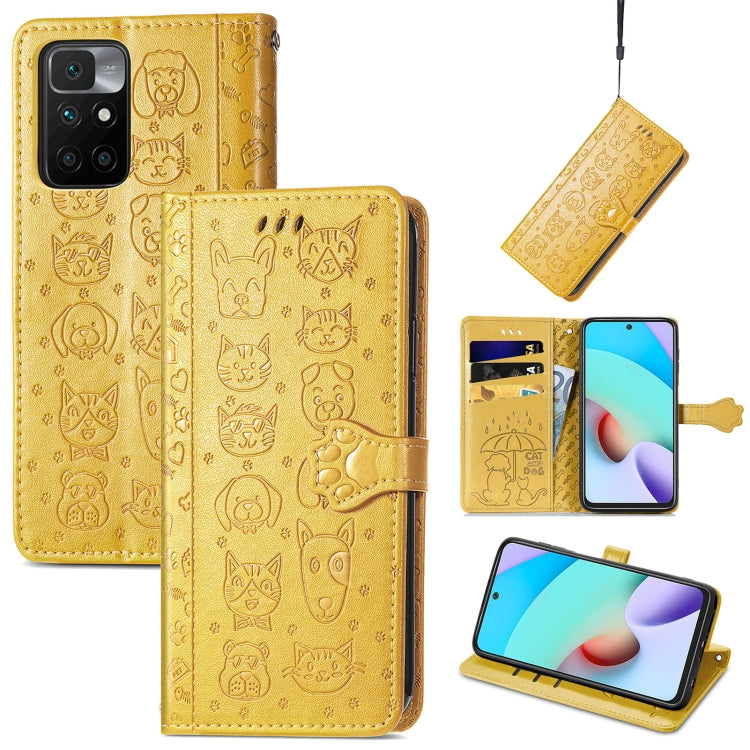 Lovely Cat and Dog Embossing Pattern Horizontal Flip Leather Case , with Holder & Card Slots & Wallet & Cartoon Clasp & Lanyard, For OPPO Realme C20, For UMIDIGI Bison GT, For Wiko Y61, For Xiaomi Redmi 10