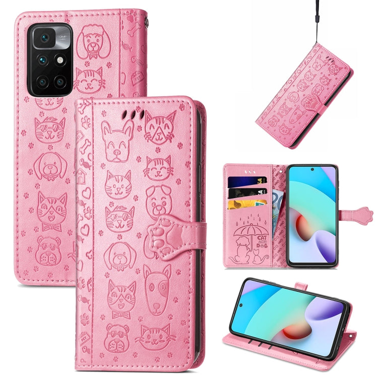 Lovely Cat and Dog Embossing Pattern Horizontal Flip Leather Case , with Holder &amp; Card Slots &amp; Wallet &amp; Cartoon Clasp &amp; Lanyard, For OPPO Realme C20, For UMIDIGI Bison GT, For Wiko Y61, For Xiaomi Redmi 10