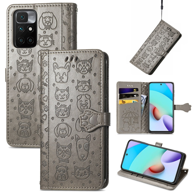 Lovely Cat and Dog Embossing Pattern Horizontal Flip Leather Case , with Holder &amp; Card Slots &amp; Wallet &amp; Cartoon Clasp &amp; Lanyard, For OPPO Realme C20, For UMIDIGI Bison GT, For Wiko Y61, For Xiaomi Redmi 10