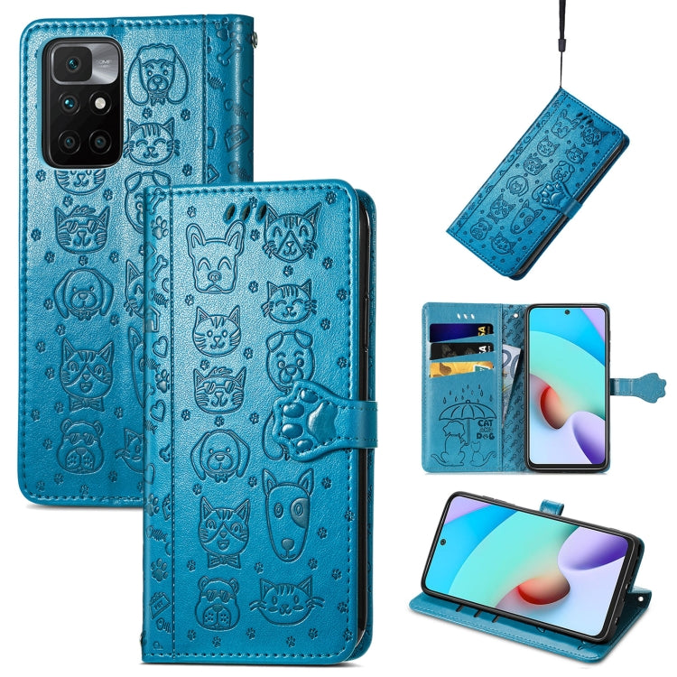 Lovely Cat and Dog Embossing Pattern Horizontal Flip Leather Case , with Holder &amp; Card Slots &amp; Wallet &amp; Cartoon Clasp &amp; Lanyard, For OPPO Realme C20, For UMIDIGI Bison GT, For Wiko Y61, For Xiaomi Redmi 10