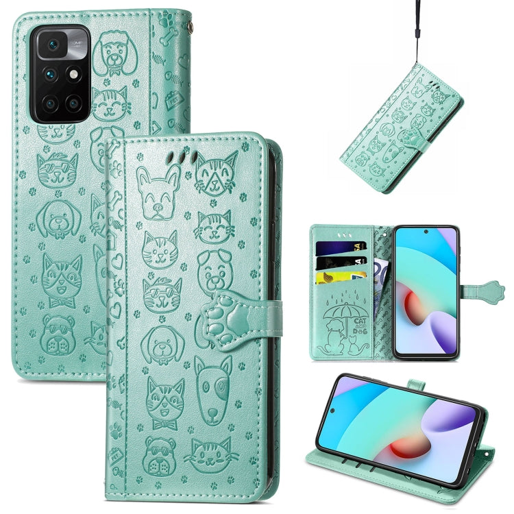 Lovely Cat and Dog Embossing Pattern Horizontal Flip Leather Case , with Holder &amp; Card Slots &amp; Wallet &amp; Cartoon Clasp &amp; Lanyard, For OPPO Realme C20, For UMIDIGI Bison GT, For Wiko Y61, For Xiaomi Redmi 10