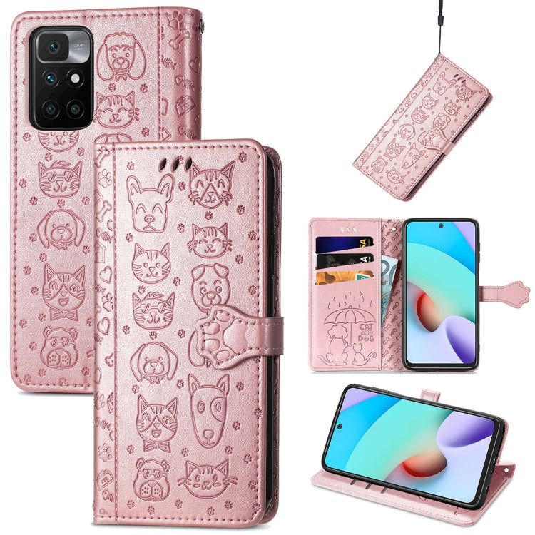 Lovely Cat and Dog Embossing Pattern Horizontal Flip Leather Case , with Holder &amp; Card Slots &amp; Wallet &amp; Cartoon Clasp &amp; Lanyard, For OPPO Realme C20, For UMIDIGI Bison GT, For Wiko Y61, For Xiaomi Redmi 10