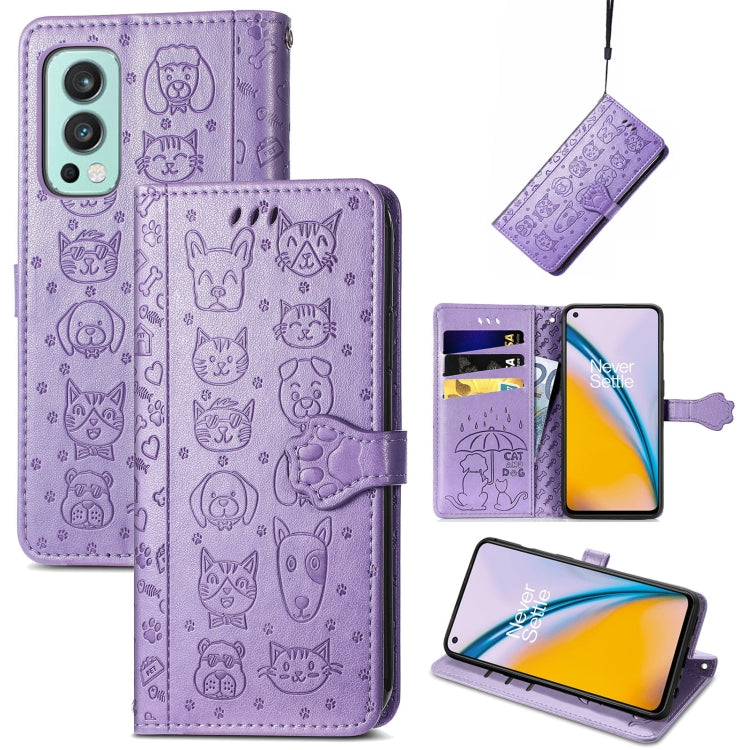 Lovely Cat and Dog Embossing Pattern Horizontal Flip Leather Case , with Holder &amp; Card Slots &amp; Wallet &amp; Cartoon Clasp &amp; Lanyard, For CUBOT Note 20, For Oukitel C21, For OnePlus Nord 2 5G
