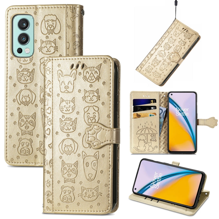 Lovely Cat and Dog Embossing Pattern Horizontal Flip Leather Case , with Holder &amp; Card Slots &amp; Wallet &amp; Cartoon Clasp &amp; Lanyard, For CUBOT Note 20, For Oukitel C21, For OnePlus Nord 2 5G