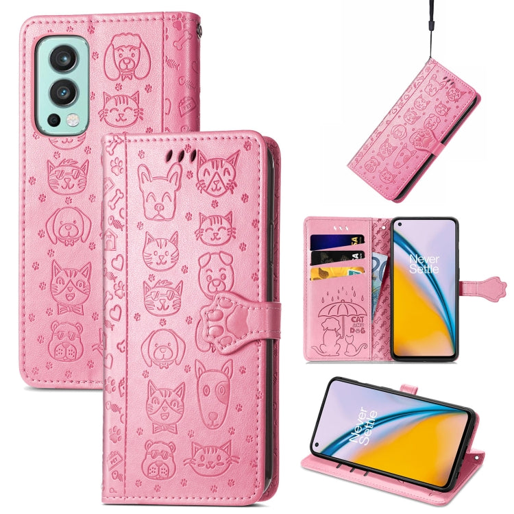 Lovely Cat and Dog Embossing Pattern Horizontal Flip Leather Case , with Holder &amp; Card Slots &amp; Wallet &amp; Cartoon Clasp &amp; Lanyard, For CUBOT Note 20, For Oukitel C21, For OnePlus Nord 2 5G