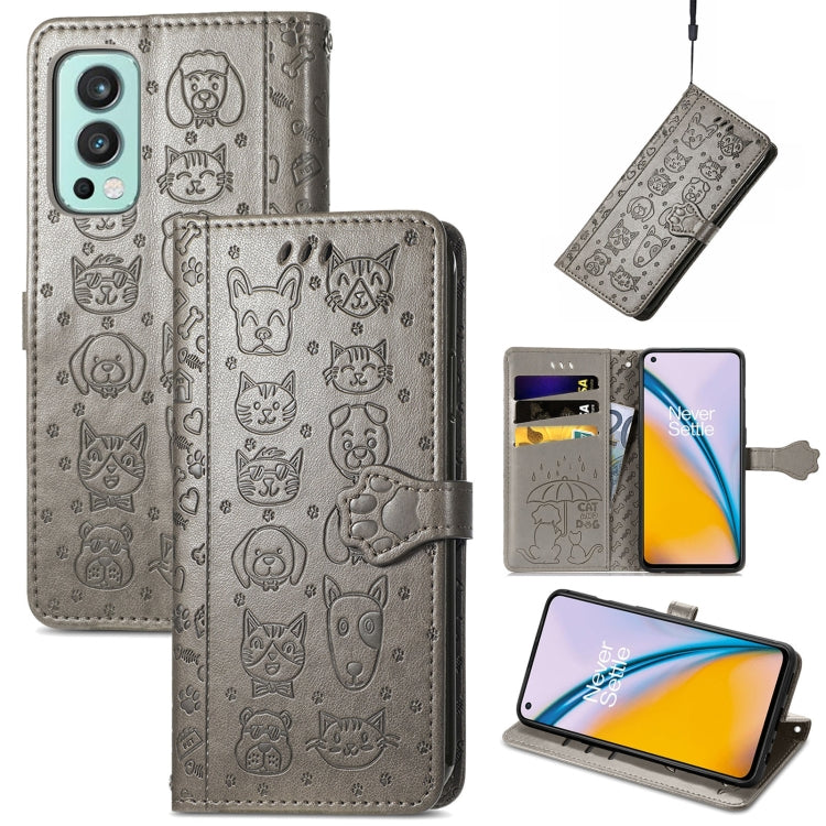 Lovely Cat and Dog Embossing Pattern Horizontal Flip Leather Case , with Holder &amp; Card Slots &amp; Wallet &amp; Cartoon Clasp &amp; Lanyard, For CUBOT Note 20, For Oukitel C21, For OnePlus Nord 2 5G