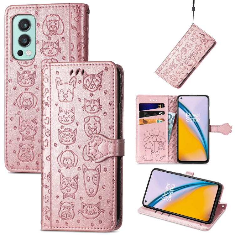 Lovely Cat and Dog Embossing Pattern Horizontal Flip Leather Case , with Holder &amp; Card Slots &amp; Wallet &amp; Cartoon Clasp &amp; Lanyard, For CUBOT Note 20, For Oukitel C21, For OnePlus Nord 2 5G