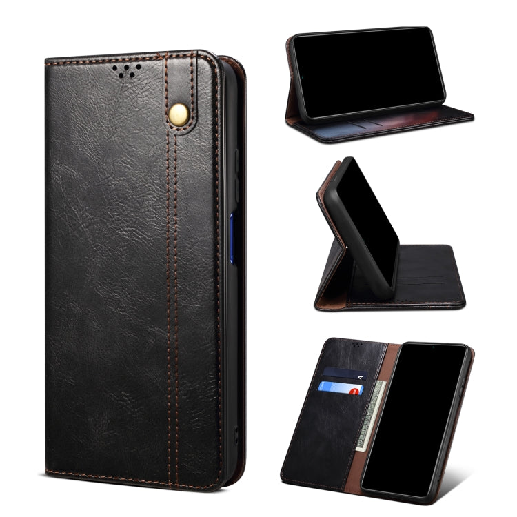 Simple Wax Crazy Horse Texture Horizontal Flip Leather Case with Card Slots & Holder, For OPPO Realme C21Y