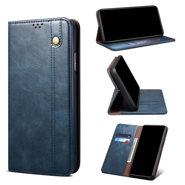 Simple Wax Crazy Horse Texture Horizontal Flip Leather Case with Card Slots & Holder, For OPPO Realme C21Y