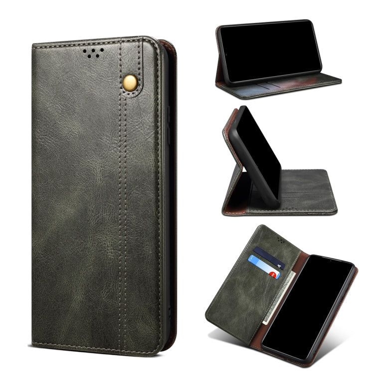 Simple Wax Crazy Horse Texture Horizontal Flip Leather Case with Card Slots & Holder, For OPPO Realme C21Y