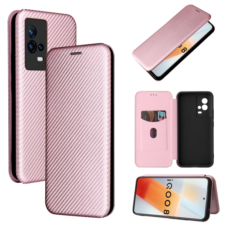 Carbon Fiber Texture Magnetic Horizontal Flip TPU + PC + PU Leather Case with Card Slot, For OPPO Realme C21Y, For vivo iQOO 8