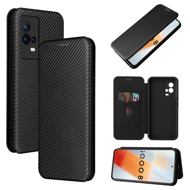 Carbon Fiber Texture Magnetic Horizontal Flip TPU + PC + PU Leather Case with Card Slot, For OPPO Realme C21Y, For vivo iQOO 8