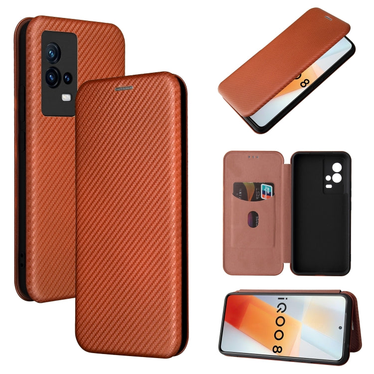 Carbon Fiber Texture Magnetic Horizontal Flip TPU + PC + PU Leather Case with Card Slot, For OPPO Realme C21Y, For vivo iQOO 8