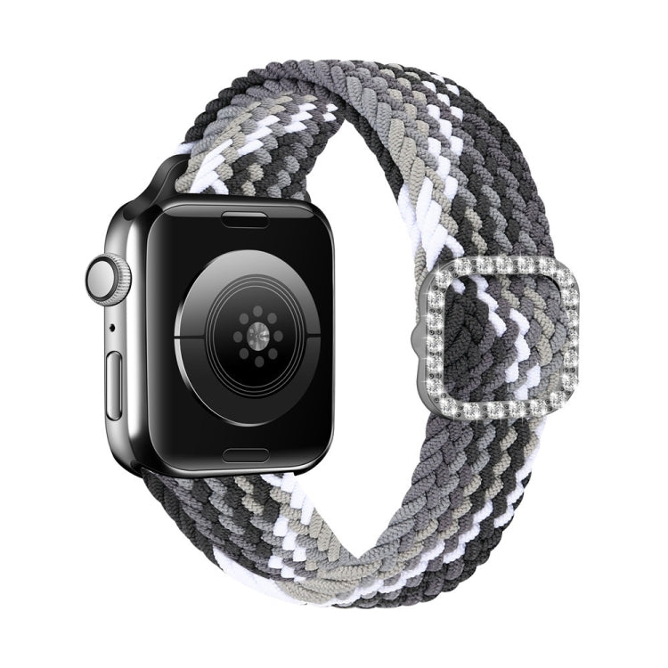 Adjustable Nylon Braided Elasticity Diamond Buckle Replacement Strap Watchband For Apple Watch Series, 7 &amp; 6 &amp; SE &amp; 5 &amp; 4 40mm/3 &amp; 2 &amp; 1 38mm