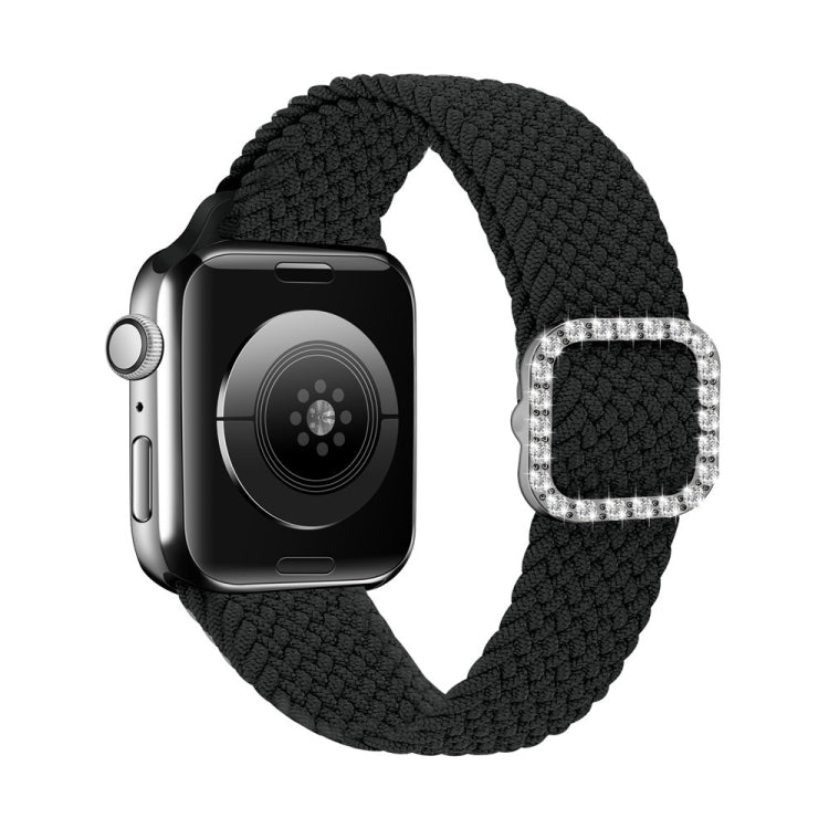 Adjustable Nylon Braided Elasticity Diamond Buckle Replacement Strap Watchband For Apple Watch Series, 7 &amp; 6 &amp; SE &amp; 5 &amp; 4 40mm/3 &amp; 2 &amp; 1 38mm