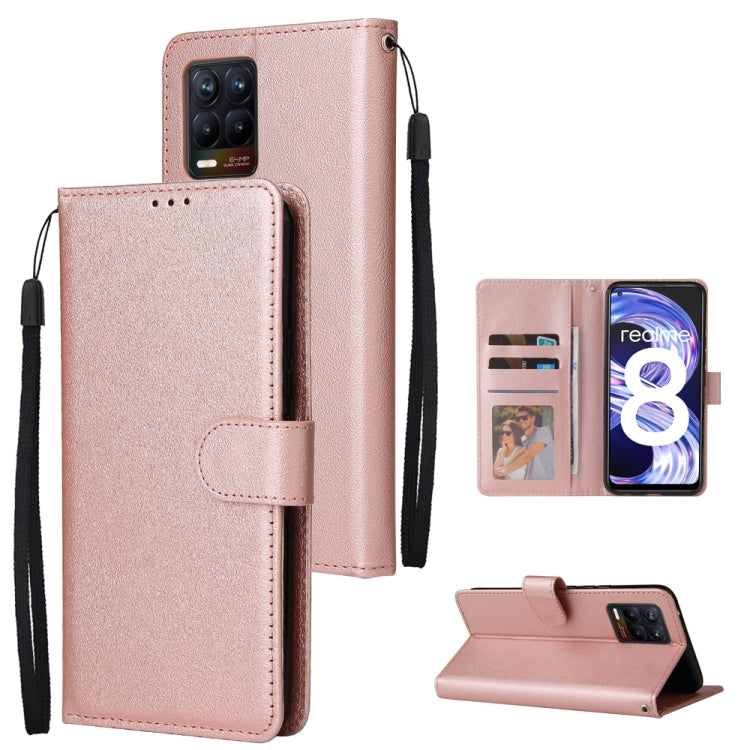 Multifunctional Horizontal Flip Leather Case, with Three Card Slot & Holder & Double Zip Wallett & Photo Frame & Lanyard, For OPPO A94 4G, For OPPO Realme 8 / 8 Pro 4G, For Xiaomi Redmi Note 10 5G