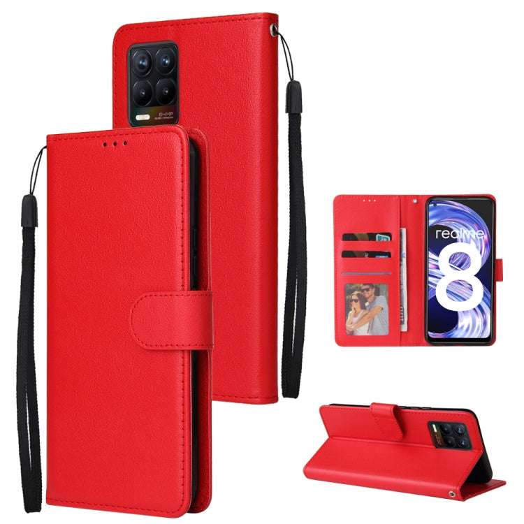 Multifunctional Horizontal Flip Leather Case, with Three Card Slot & Holder & Double Zip Wallett & Photo Frame & Lanyard, For OPPO A94 4G, For OPPO Realme 8 / 8 Pro 4G, For Xiaomi Redmi Note 10 5G