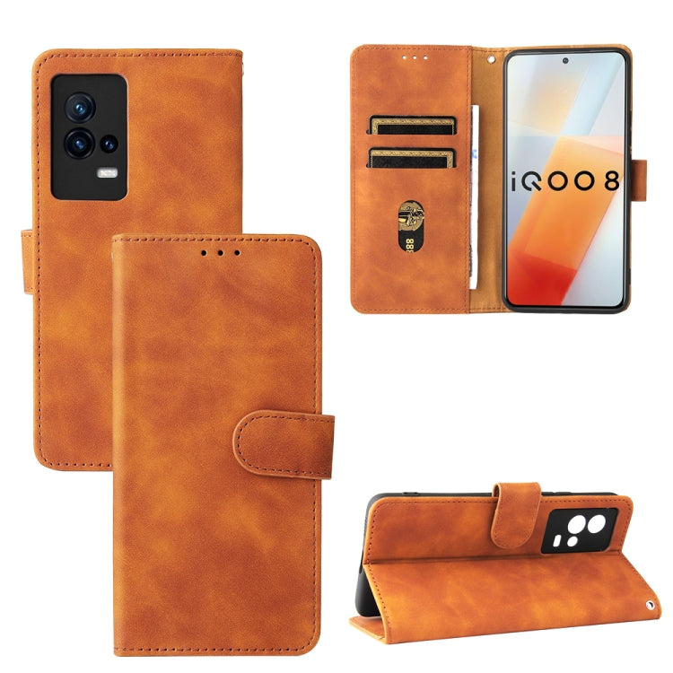 Solid Color Skin Feel Magnetic Buckle Horizontal Flip Calf Texture PU Leather Case with Holder & Card Slots & Wallet, For OPPO Realme C21Y, For vivo iQOO 8