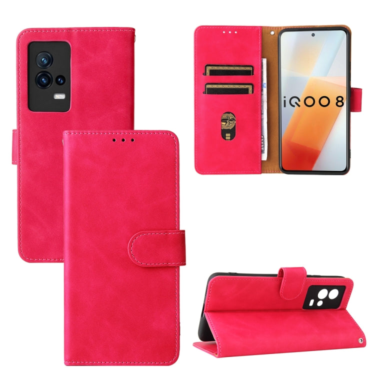 Solid Color Skin Feel Magnetic Buckle Horizontal Flip Calf Texture PU Leather Case with Holder & Card Slots & Wallet, For OPPO Realme C21Y, For vivo iQOO 8