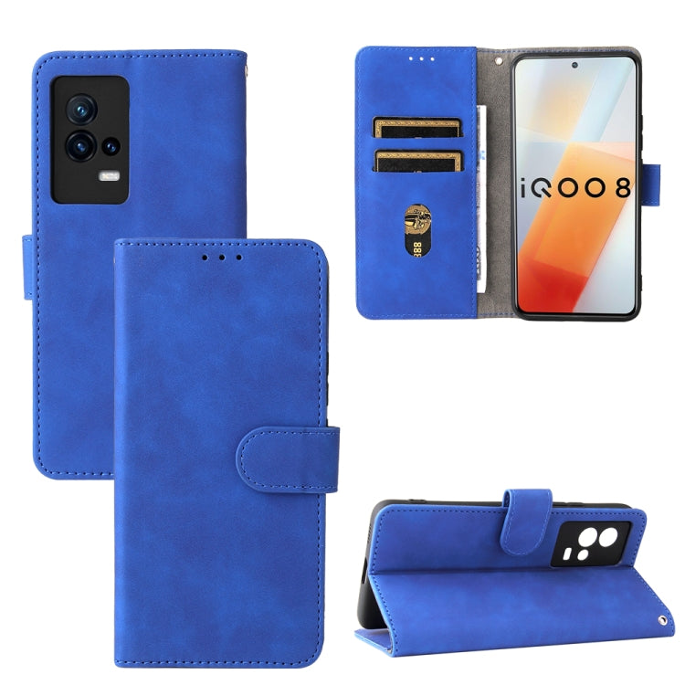 Solid Color Skin Feel Magnetic Buckle Horizontal Flip Calf Texture PU Leather Case with Holder & Card Slots & Wallet, For OPPO Realme C21Y, For vivo iQOO 8