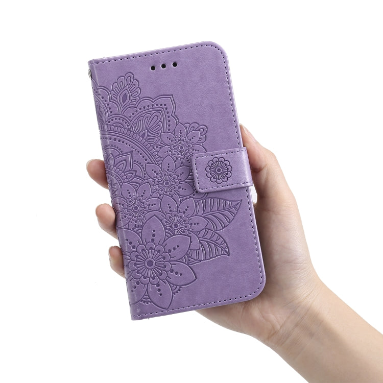 7-petal Flowers Embossing Pattern Horizontal Flip PU Leather Case with Holder &amp; Card Slots &amp; Wallet &amp; Photo Frame