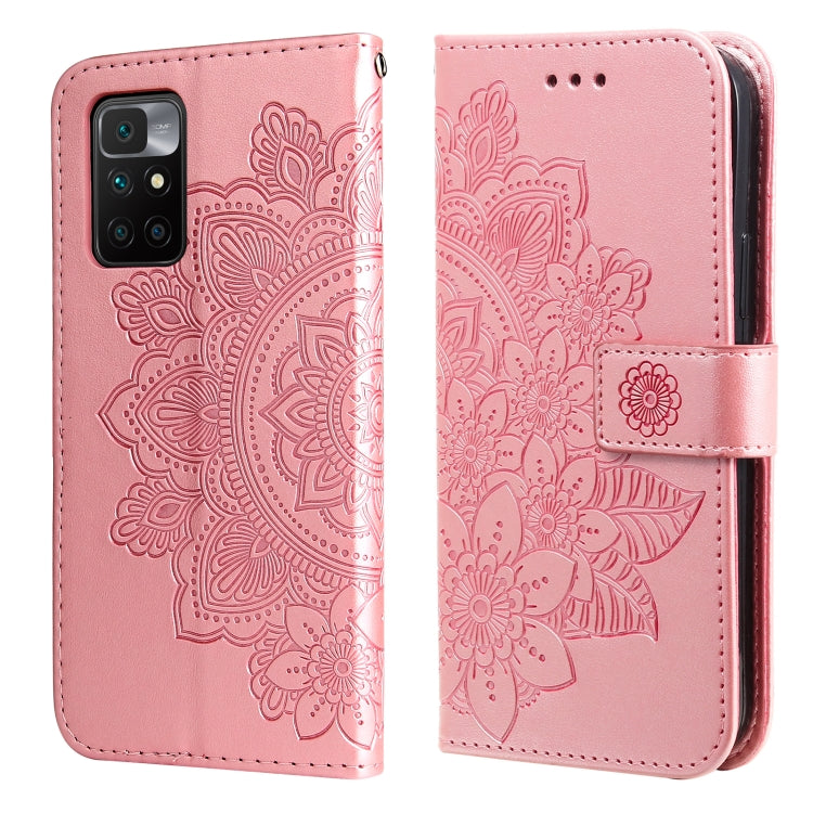 7-petal Flowers Embossing Pattern Horizontal Flip PU Leather Case with Holder & Card Slots & Wallet & Photo Frame