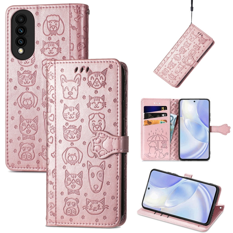 Lovely Cat and Dog Embossing Pattern Horizontal Flip Leather Case , with Holder & Card Slots & Wallet & Cartoon Clasp & Lanyard, For Blackview A100, For Huawei nova 8 SE Youth, For Infinix Hot 10T, For Infinix Note 10 Pro