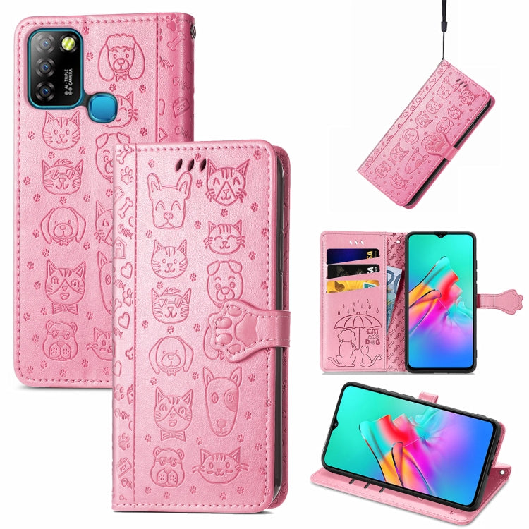 Lovely Cat and Dog Embossing Pattern Horizontal Flip Leather Case , with Holder &amp; Card Slots &amp; Wallet &amp; Cartoon Clasp &amp; Lanyard, For infinix Smart 5, For Motorola Moto Edge 20 Lite, For Motorola Moto Edge 20, For Oukitel C21 Pro