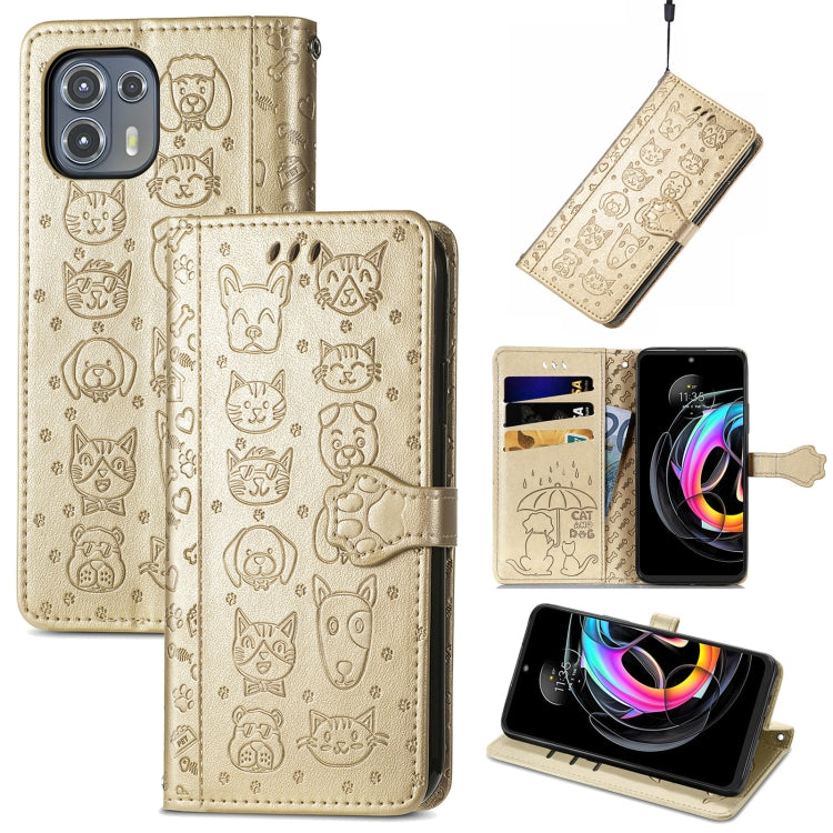 Lovely Cat and Dog Embossing Pattern Horizontal Flip Leather Case , with Holder &amp; Card Slots &amp; Wallet &amp; Cartoon Clasp &amp; Lanyard, For infinix Smart 5, For Motorola Moto Edge 20 Lite, For Motorola Moto Edge 20, For Oukitel C21 Pro