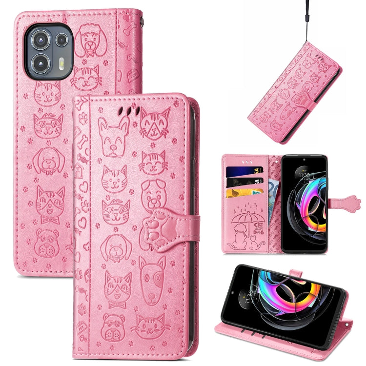 Lovely Cat and Dog Embossing Pattern Horizontal Flip Leather Case , with Holder &amp; Card Slots &amp; Wallet &amp; Cartoon Clasp &amp; Lanyard, For infinix Smart 5, For Motorola Moto Edge 20 Lite, For Motorola Moto Edge 20, For Oukitel C21 Pro