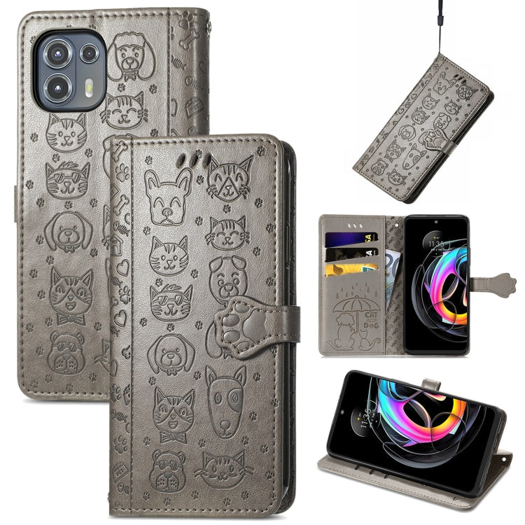 Lovely Cat and Dog Embossing Pattern Horizontal Flip Leather Case , with Holder &amp; Card Slots &amp; Wallet &amp; Cartoon Clasp &amp; Lanyard, For infinix Smart 5, For Motorola Moto Edge 20 Lite, For Motorola Moto Edge 20, For Oukitel C21 Pro