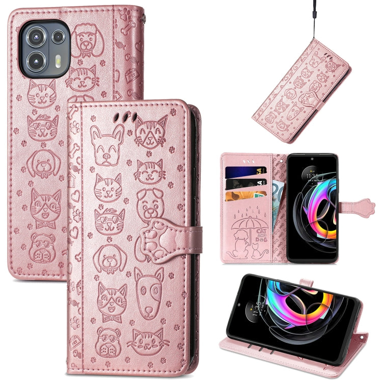 Lovely Cat and Dog Embossing Pattern Horizontal Flip Leather Case , with Holder &amp; Card Slots &amp; Wallet &amp; Cartoon Clasp &amp; Lanyard, For infinix Smart 5, For Motorola Moto Edge 20 Lite, For Motorola Moto Edge 20, For Oukitel C21 Pro