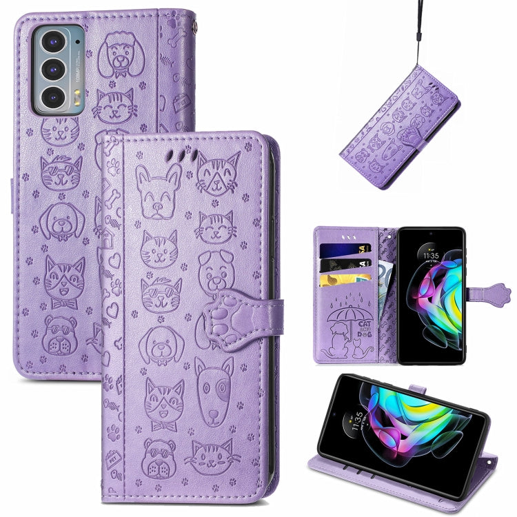 Lovely Cat and Dog Embossing Pattern Horizontal Flip Leather Case , with Holder & Card Slots & Wallet & Cartoon Clasp & Lanyard, For infinix Smart 5, For Motorola Moto Edge 20 Lite, For Motorola Moto Edge 20, For Oukitel C21 Pro