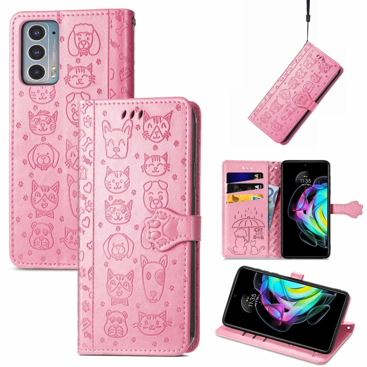 Lovely Cat and Dog Embossing Pattern Horizontal Flip Leather Case , with Holder & Card Slots & Wallet & Cartoon Clasp & Lanyard, For infinix Smart 5, For Motorola Moto Edge 20 Lite, For Motorola Moto Edge 20, For Oukitel C21 Pro