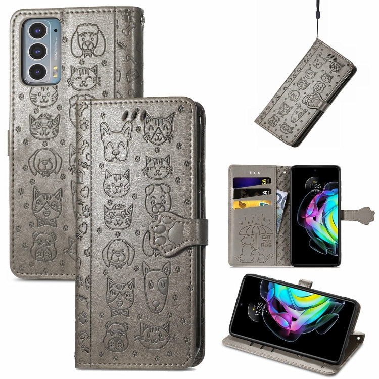 Lovely Cat and Dog Embossing Pattern Horizontal Flip Leather Case , with Holder & Card Slots & Wallet & Cartoon Clasp & Lanyard, For infinix Smart 5, For Motorola Moto Edge 20 Lite, For Motorola Moto Edge 20, For Oukitel C21 Pro