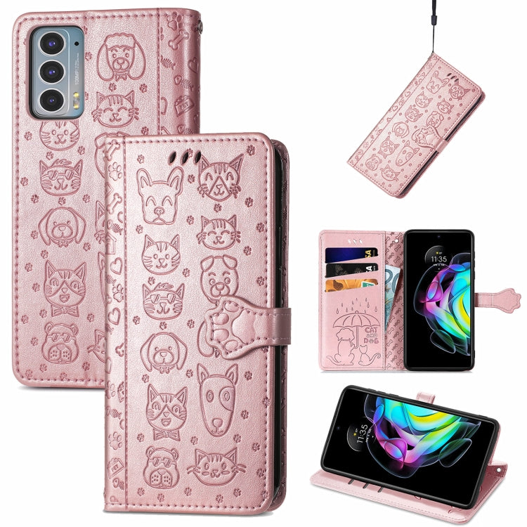 Lovely Cat and Dog Embossing Pattern Horizontal Flip Leather Case , with Holder & Card Slots & Wallet & Cartoon Clasp & Lanyard, For infinix Smart 5, For Motorola Moto Edge 20 Lite, For Motorola Moto Edge 20, For Oukitel C21 Pro