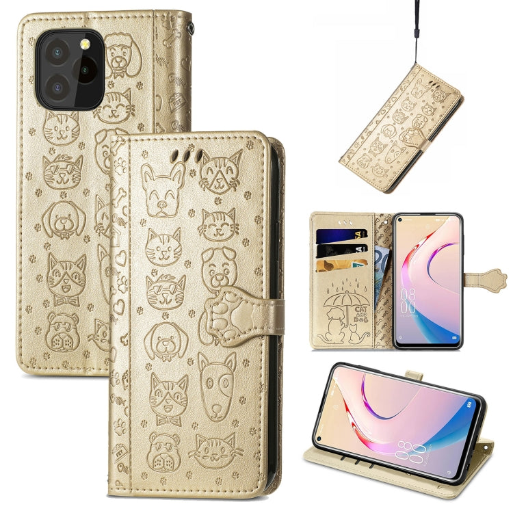 Lovely Cat and Dog Embossing Pattern Horizontal Flip Leather Case , with Holder & Card Slots & Wallet & Cartoon Clasp & Lanyard, For infinix Smart 5, For Motorola Moto Edge 20 Lite, For Motorola Moto Edge 20, For Oukitel C21 Pro