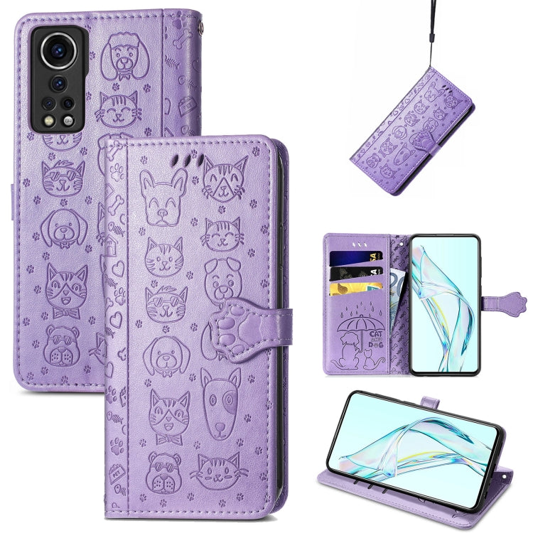 Lovely Cat and Dog Embossing Pattern Horizontal Flip Leather Case , with Holder &amp; Card Slots &amp; Wallet &amp; Cartoon Clasp &amp; Lanyard, For ZTE Nubia Z30 Pro, For Alcatel 1S 2021, For Asus Zenfone 8 Flip, For Huawei Maimang 10 SE