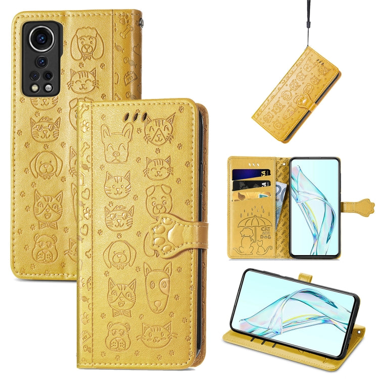 Lovely Cat and Dog Embossing Pattern Horizontal Flip Leather Case , with Holder &amp; Card Slots &amp; Wallet &amp; Cartoon Clasp &amp; Lanyard, For ZTE Nubia Z30 Pro, For Alcatel 1S 2021, For Asus Zenfone 8 Flip, For Huawei Maimang 10 SE