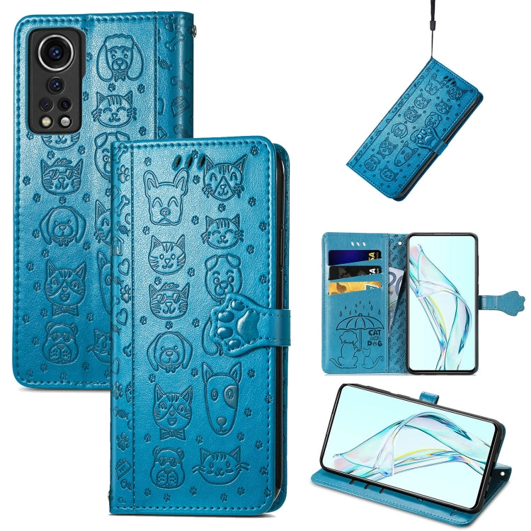 Lovely Cat and Dog Embossing Pattern Horizontal Flip Leather Case , with Holder &amp; Card Slots &amp; Wallet &amp; Cartoon Clasp &amp; Lanyard, For ZTE Nubia Z30 Pro, For Alcatel 1S 2021, For Asus Zenfone 8 Flip, For Huawei Maimang 10 SE