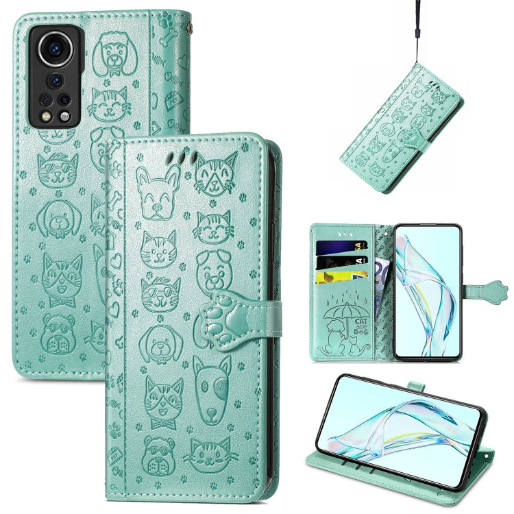 Lovely Cat and Dog Embossing Pattern Horizontal Flip Leather Case , with Holder &amp; Card Slots &amp; Wallet &amp; Cartoon Clasp &amp; Lanyard, For ZTE Nubia Z30 Pro, For Alcatel 1S 2021, For Asus Zenfone 8 Flip, For Huawei Maimang 10 SE