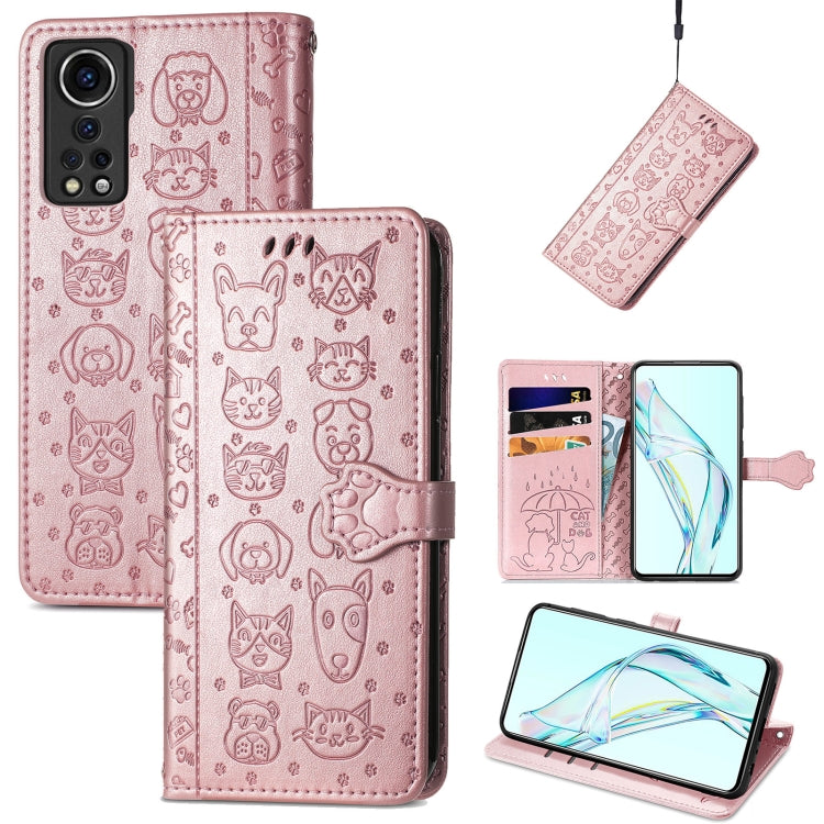 Lovely Cat and Dog Embossing Pattern Horizontal Flip Leather Case , with Holder &amp; Card Slots &amp; Wallet &amp; Cartoon Clasp &amp; Lanyard, For ZTE Nubia Z30 Pro, For Alcatel 1S 2021, For Asus Zenfone 8 Flip, For Huawei Maimang 10 SE