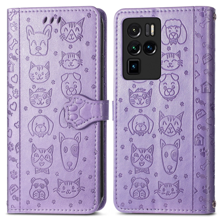 Lovely Cat and Dog Embossing Pattern Horizontal Flip Leather Case , with Holder & Card Slots & Wallet & Cartoon Clasp & Lanyard