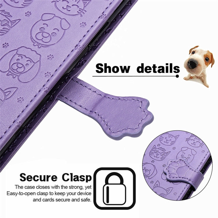 Lovely Cat and Dog Embossing Pattern Horizontal Flip Leather Case , with Holder & Card Slots & Wallet & Cartoon Clasp & Lanyard