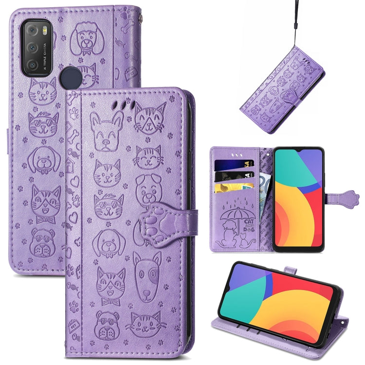 Lovely Cat and Dog Embossing Pattern Horizontal Flip Leather Case , with Holder & Card Slots & Wallet & Cartoon Clasp & Lanyard