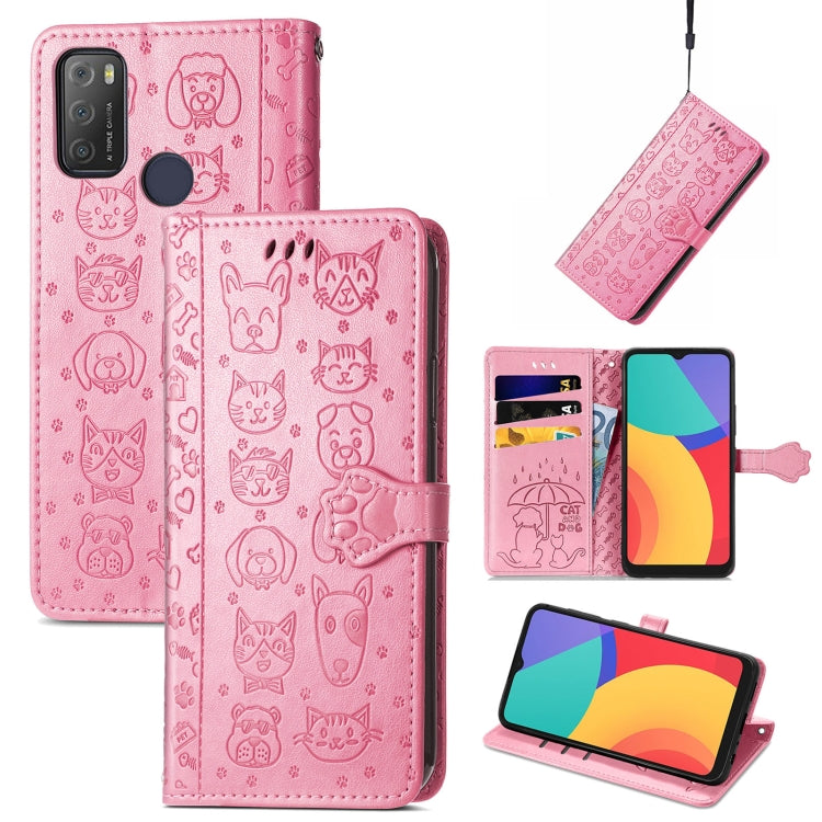 Lovely Cat and Dog Embossing Pattern Horizontal Flip Leather Case , with Holder & Card Slots & Wallet & Cartoon Clasp & Lanyard