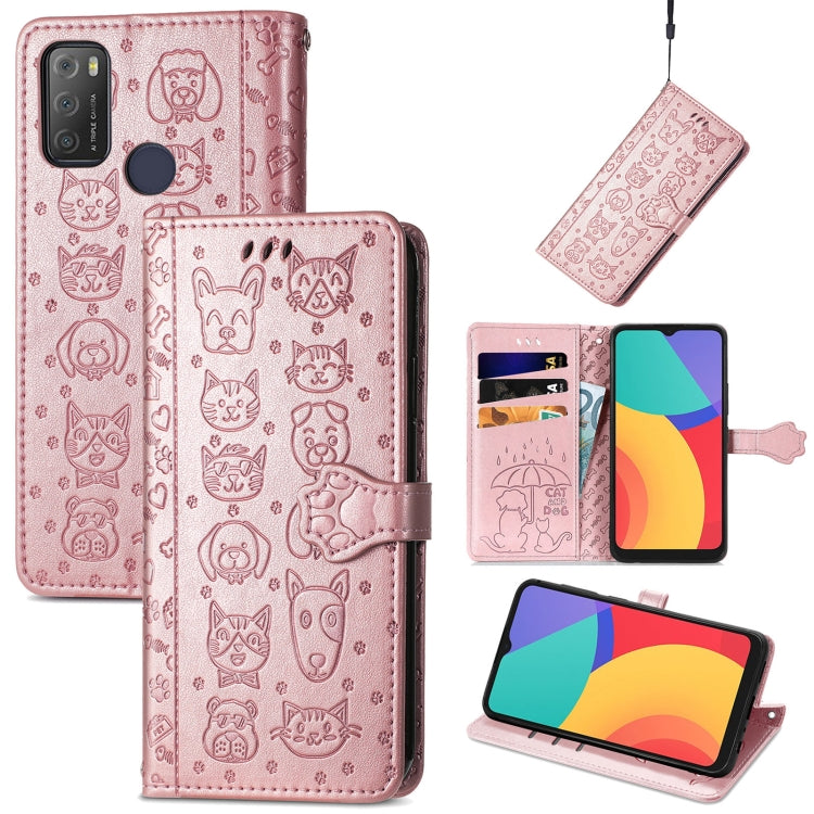 Lovely Cat and Dog Embossing Pattern Horizontal Flip Leather Case , with Holder & Card Slots & Wallet & Cartoon Clasp & Lanyard