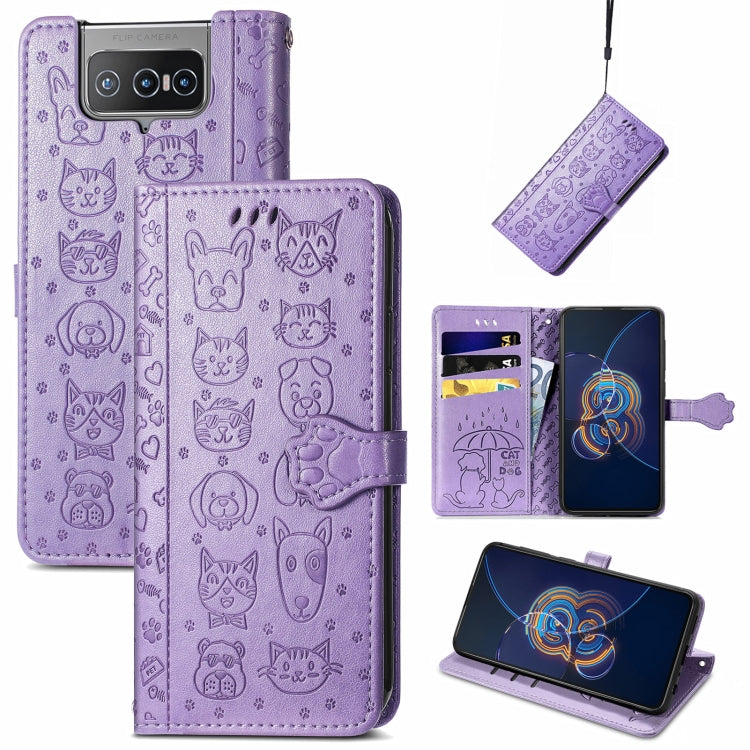 Lovely Cat and Dog Embossing Pattern Horizontal Flip Leather Case , with Holder & Card Slots & Wallet & Cartoon Clasp & Lanyard, For ZTE Nubia Z30 Pro, For Alcatel 1S 2021, For Asus Zenfone 8 Flip, For Huawei Maimang 10 SE